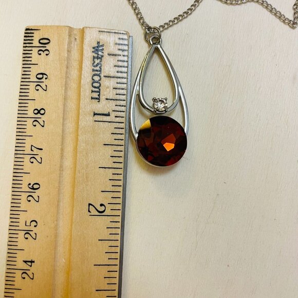 Gala Gleam Brown Topaz Teardrop Pendant Necklace 30" by Paparazzi w/ Earrings - Picture 6 of 9